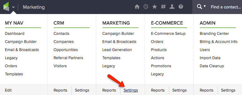 infusionsoft marketing settings